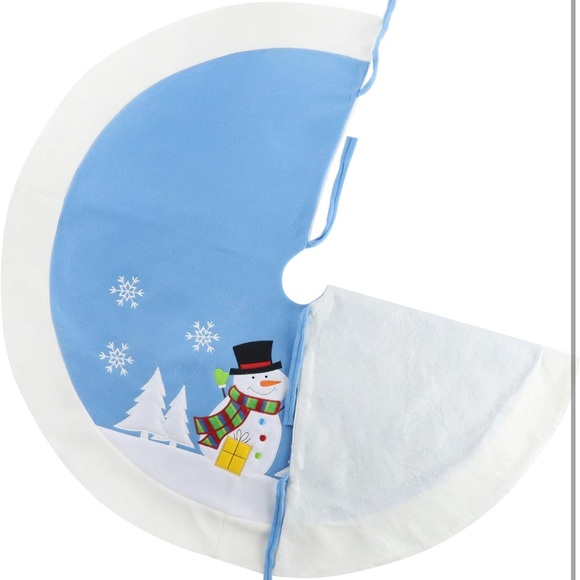 36'' Snowman☃️Christmas Tree🎄Skirt w Adorable🥰Snowman☃️& Snowflake❄️Tree Mat - Picture 5 of 8